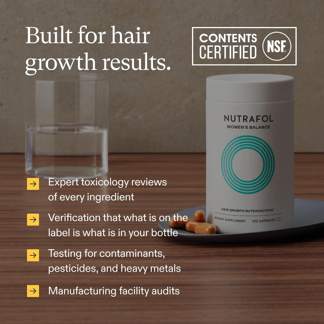 Nutrafol Women'S Balance Hair Growth Supplements, Ages 45 and Up, Clinically Proven for Visibly Thicker Hair and Scalp Coverage in 3-6 Months, Dermatologist Recommended - 1 Month Supply Refill Pouch