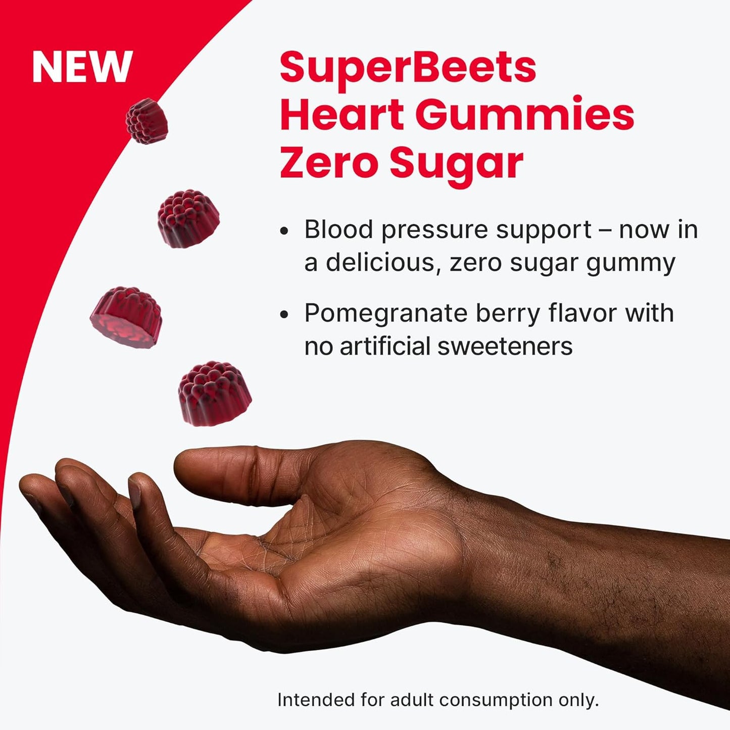 Humann Superbeets Heart Gummies - Beet Gummy with Energy Support, Grape Seed Extract & Beetroot Powder, Sugar Free - Pomegranate Berry Flavor, 60 Count