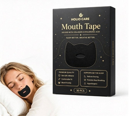 Holio Care Mouth Tape with Collagen & Hyaluronic Acid | Gentle Sleep Tape for Better Nasal Breathing | Skin-Friendly Adhesive