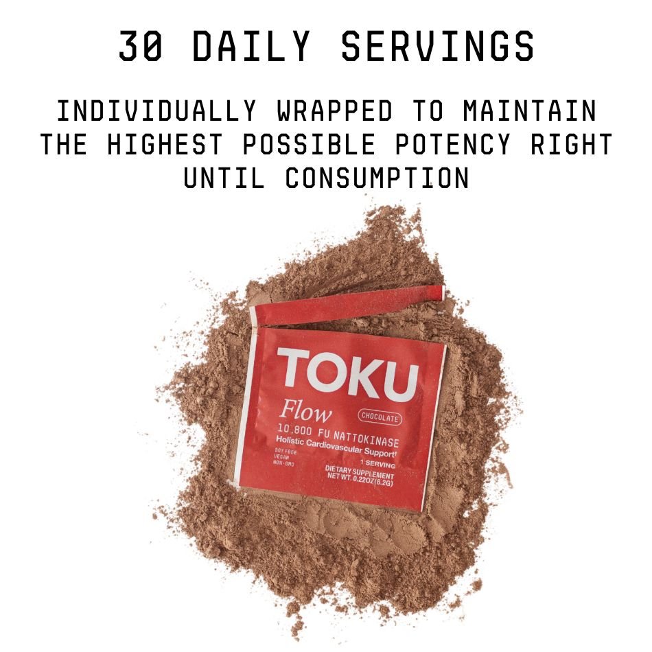 Toku Flow, Functional Daily Powder with 10,800 FU Soy-Free Nattokinase, Vitamin K2 MK7 & Oat Beta Glucan, Plant-Based Formula - 30 Packets