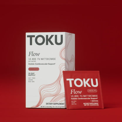 Toku Flow, Functional Daily Powder with 10,800 FU Soy-Free Nattokinase, Vitamin K2 MK7 & Oat Beta Glucan, Plant-Based Formula - 30 Packets