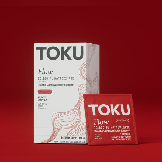Toku Flow, Functional Daily Powder with 10,800 FU Soy-Free Nattokinase, Vitamin K2 MK7 & Oat Beta Glucan, Plant-Based Formula - 30 Packets
