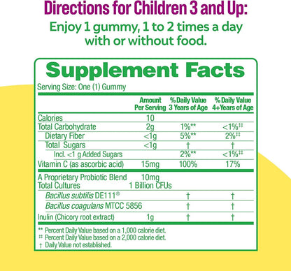 Culturelle Daily Probiotic for Kids + Veggie Fiber Gummies (Ages 3+) - 30 Count - Digestive Health & Immune Support – Berry Flavor with a Vitamin C Boost - Free & Fast Delivery