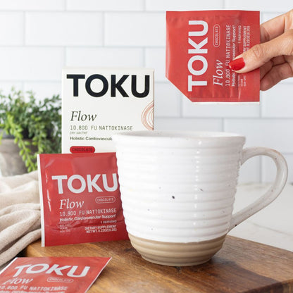 Toku Flow, Functional Daily Powder with 10,800 FU Soy-Free Nattokinase, Vitamin K2 MK7 & Oat Beta Glucan, Plant-Based Formula - 30 Packets