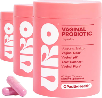 O Positiv URO Vaginal Probiotics for Women Ph Balance with Prebiotics & Lactobacillus Probiotic Blend - Vaginal Health Supplement - Promote Healthy Vaginal Odor & Vaginal Flora, 60 Count (Pack of 3)