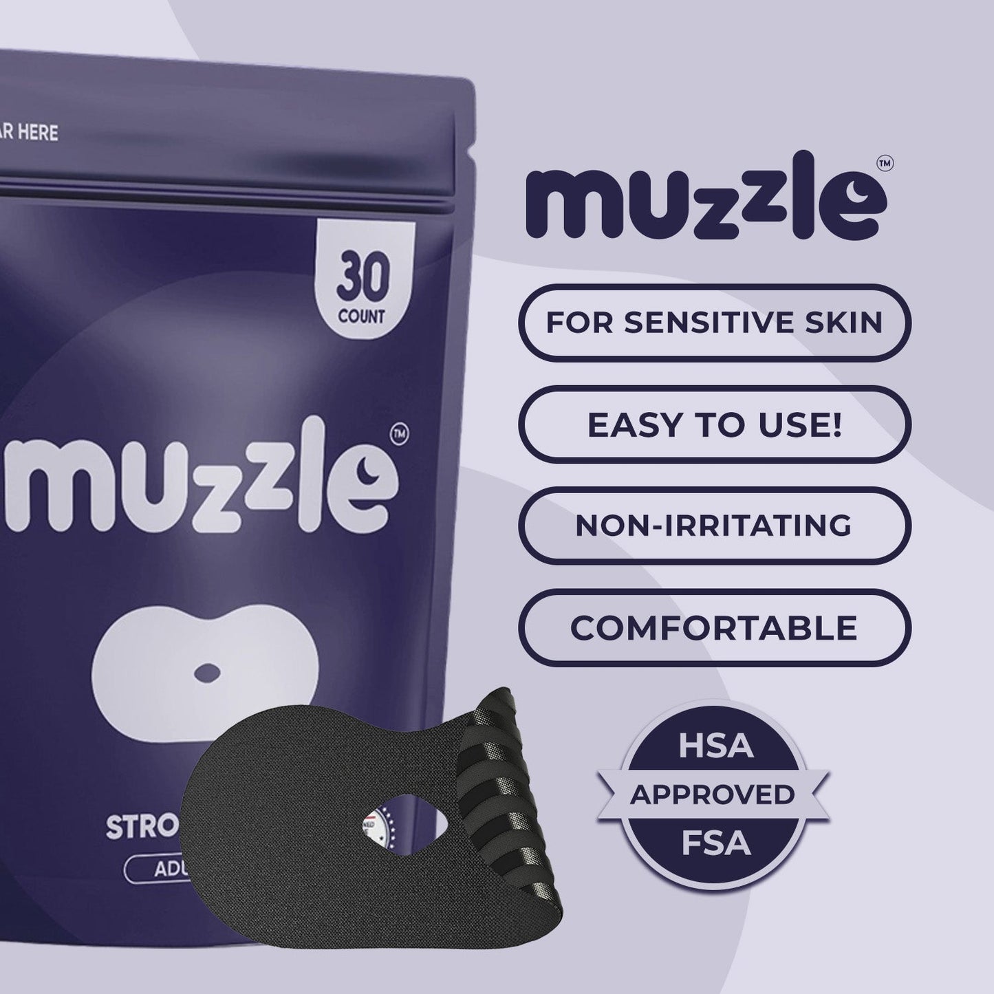Muzzle® Mouth Tape for Adults (Strong Hold)
