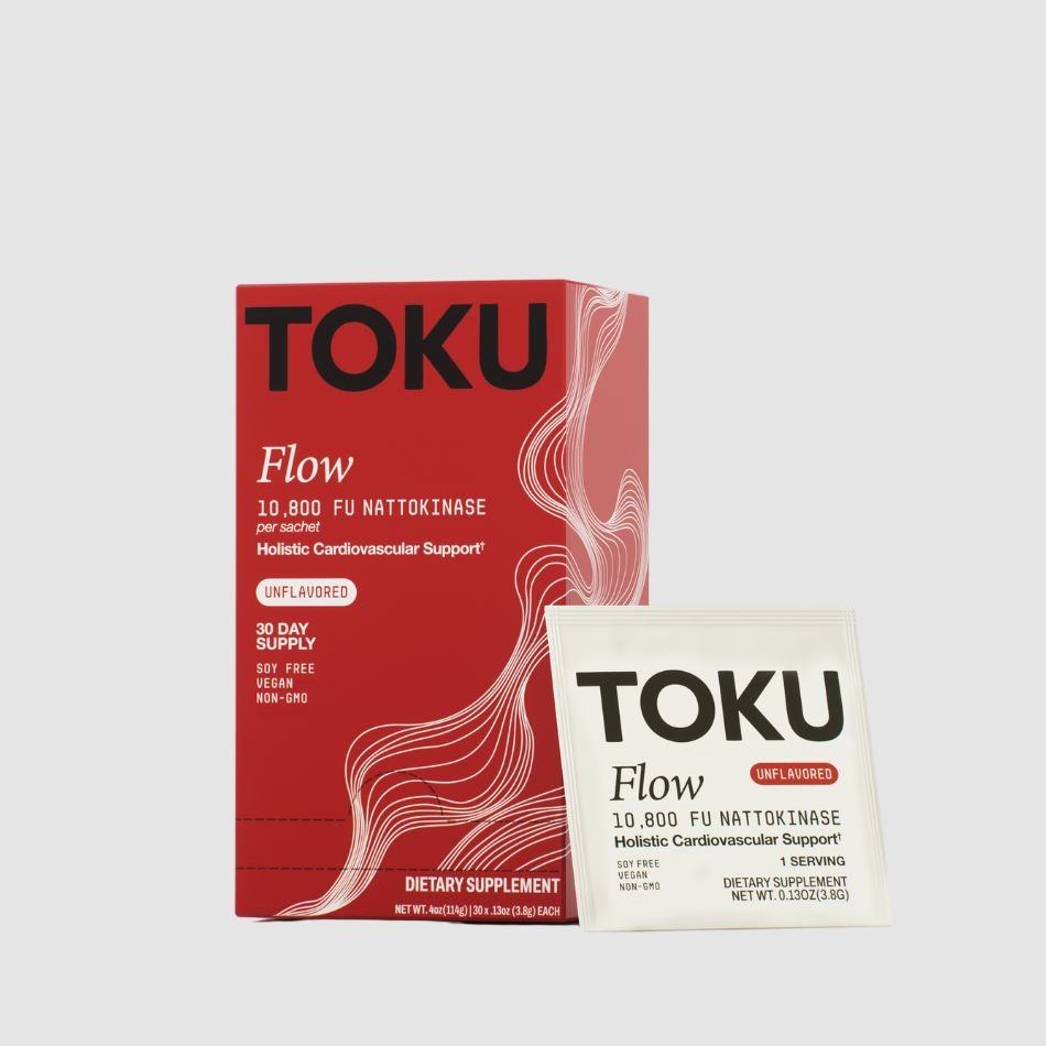 Toku Flow, Functional Daily Powder with 10,800 FU Soy-Free Nattokinase, Vitamin K2 MK7 & Oat Beta Glucan, Plant-Based Formula - 30 Packets