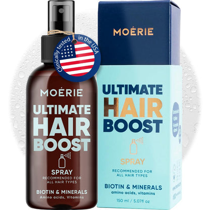 Moerie Ultimate Hair Growth Spray Designed to Strengthen & Stop Hair Loss - 100% Natural Serum for with over 100 Minerals, Vitamins & Amino Acids - Fresh Scent - 5.07 Fl. Oz