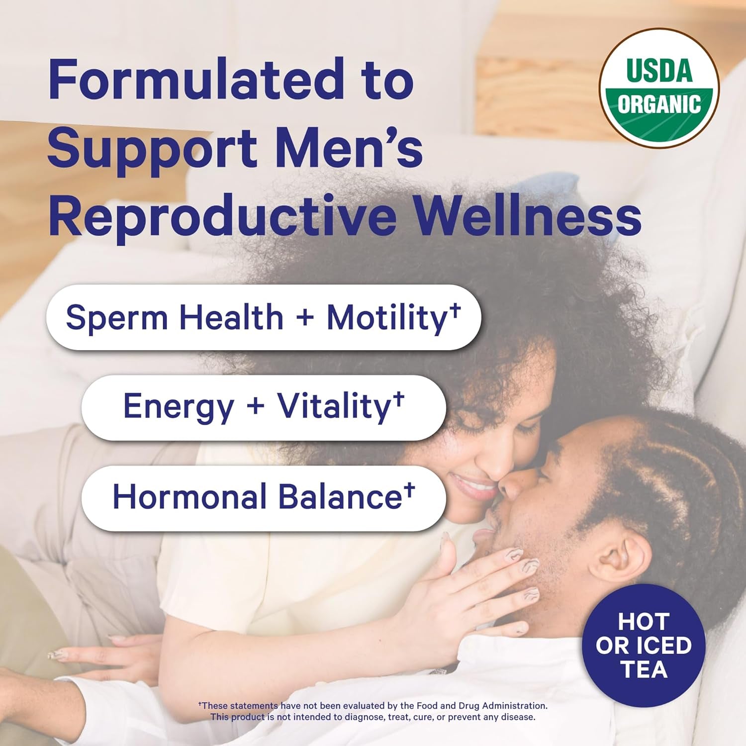 Blue Stork Men'S Fertility Tea: Organic Fertility Supplements for Men, Green Tea, Maca Root, and Ginkgo Biloba for Male Reproductive Health, Mint, 15 Sachets