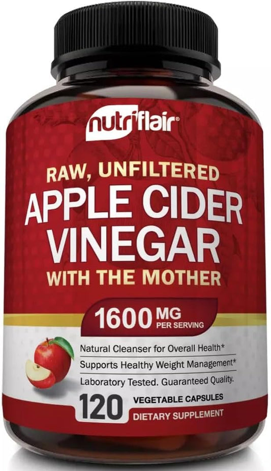 Apple Cider Vinegar Capsules with the Mother - 120 Vegan ACV Pills - Best Supplement for Healthy Weight Loss, Diet, Keto, Digestion, Detox, Immune - Powerful Cleanser & Appetite Suppressant Non-Gmo