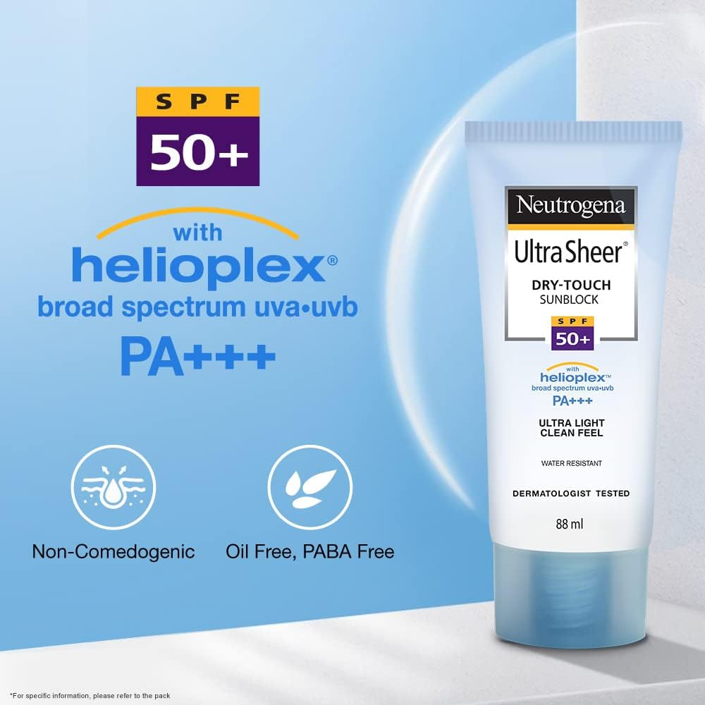 2 LOT X Neutrogena Ultrasheer Dry-Touch Sunblock SPF 50+ - (30 Ml)