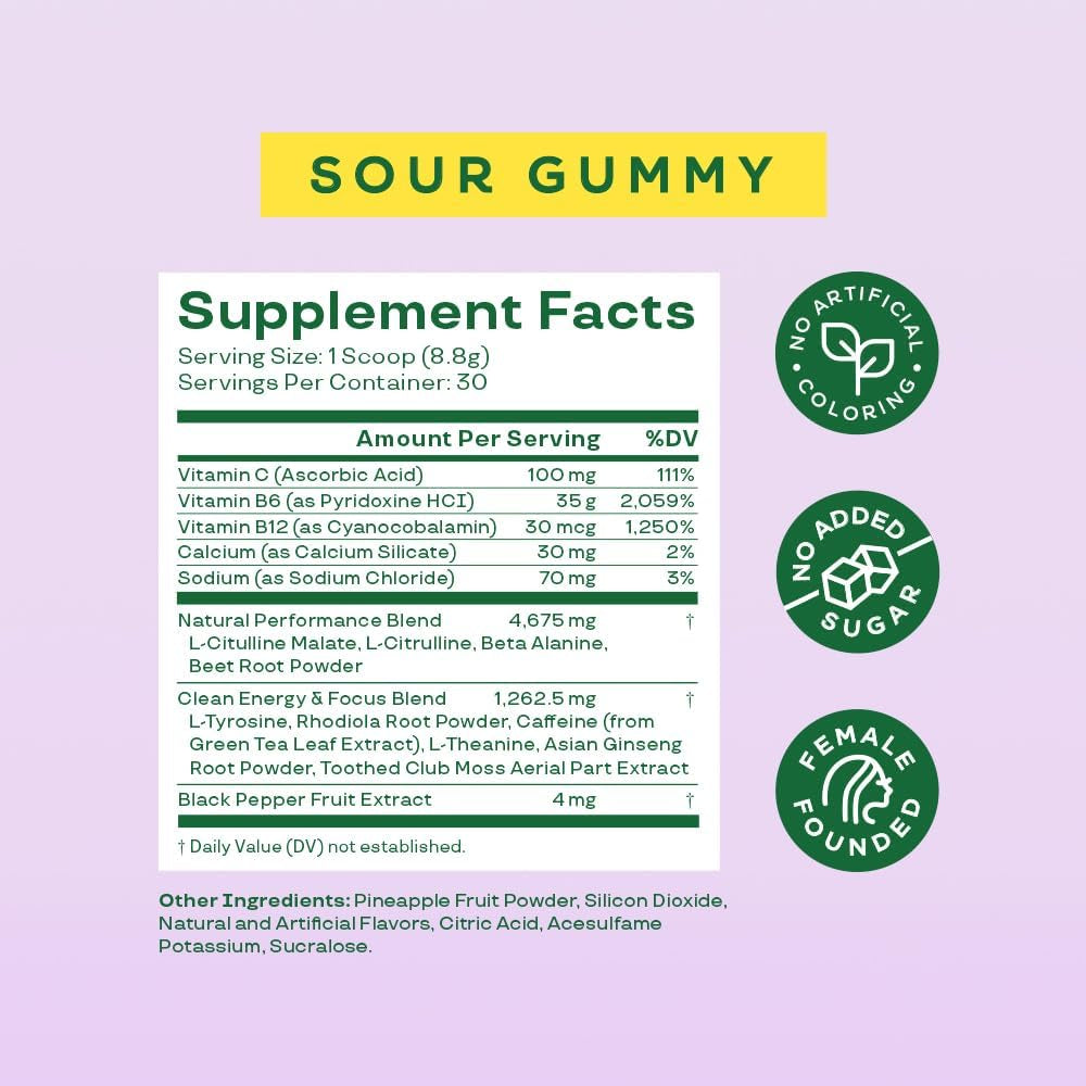 Bloom Nutrition High Energy Pre Workout Powder, Amino Energy with Beta Alanine, Ginseng & L Tyrosine, Natural Caffeine Powder from Green Tea Extract, Sugar Free & Keto Drink Mix (Sour Gummy)