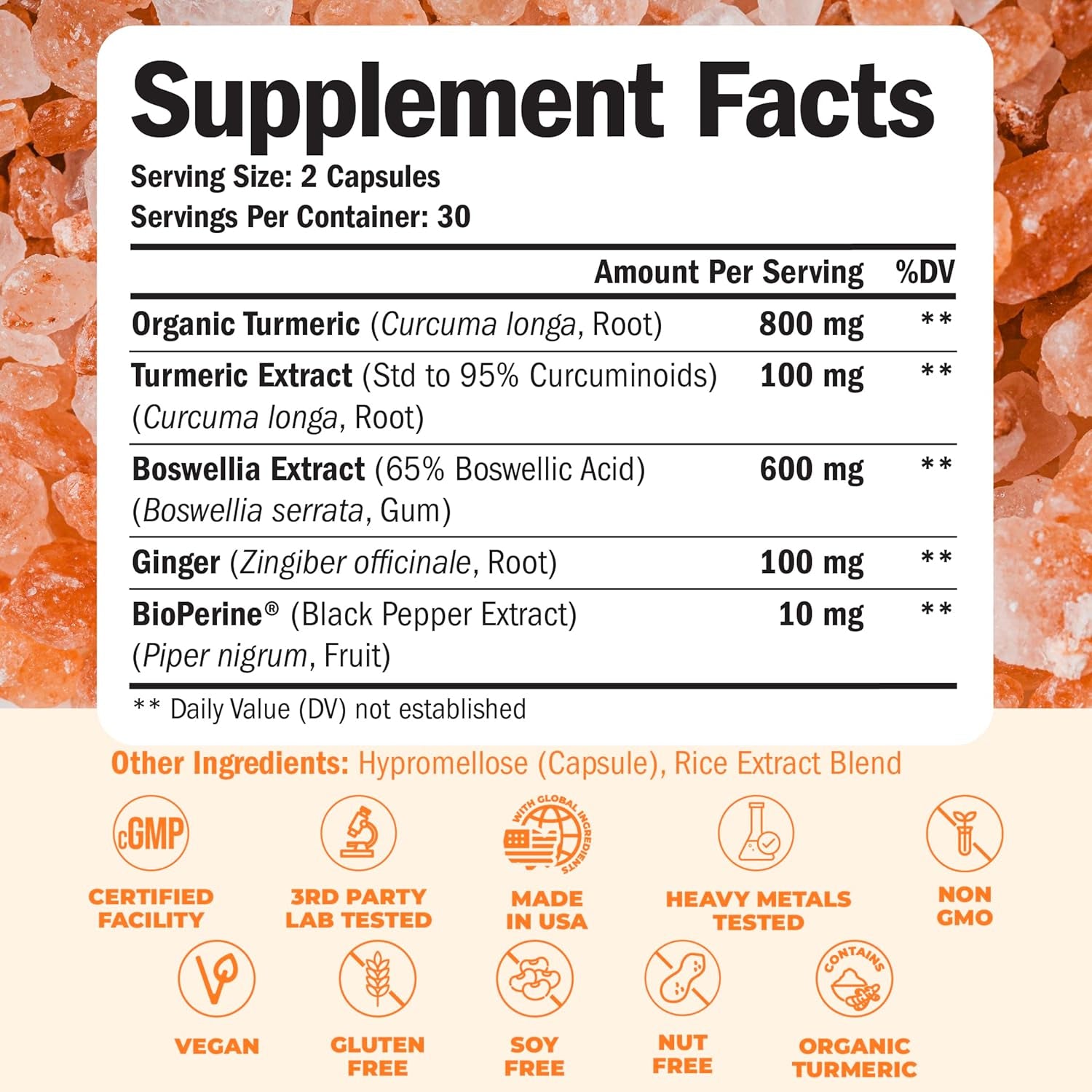 Turmeric Curcumin Supplement with 65% Boswellia Extract - High Potency Capsules with 95% Curcuminoids, Black Pepper, Organic Turmeric, and Ginger Root - Two-Pack