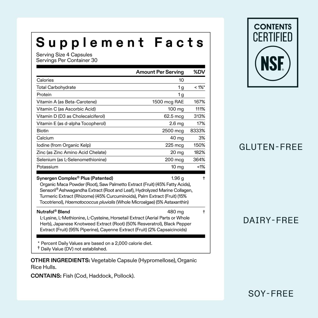 Nutrafol Women'S Balance Hair Growth Supplements, Ages 45 and Up, Clinically Proven for Visibly Thicker Hair and Scalp Coverage in 3-6 Months, Dermatologist Recommended - 1 Month Supply Refill Pouch