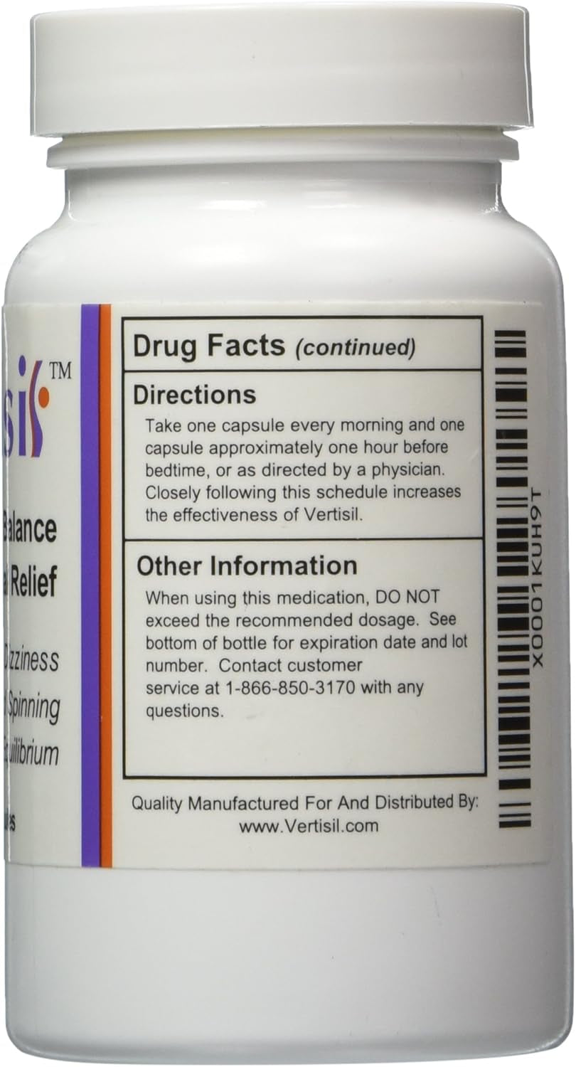 Eradicate Vertigo with Vertisil Guaranteed! (Single Bottle)60 Capsules; Eliminate Vertigo Fast. No Harmful Side Effects