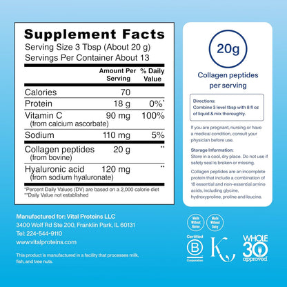 Vital Proteins Collagen Peptides Powder, Hydrolyzed Collagen Peptides Unflavored, Bundle 9.33Oz (2 Pack)