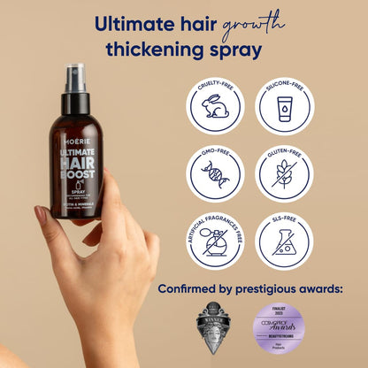 Moerie Ultimate Hair Growth Spray Designed to Strengthen & Stop Hair Loss - 100% Natural Serum for with over 100 Minerals, Vitamins & Amino Acids - Fresh Scent - 5.07 Fl. Oz
