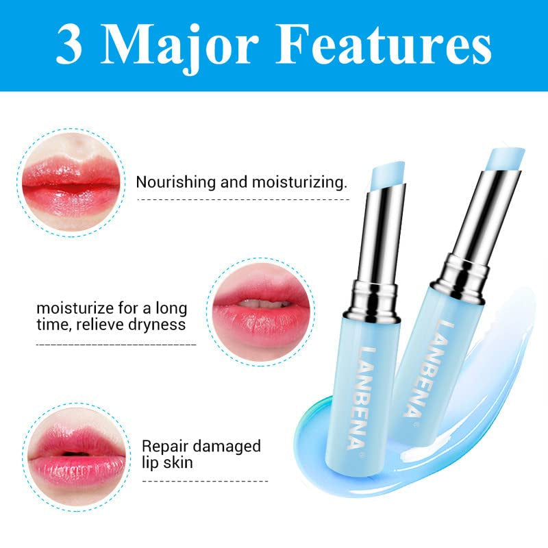LANBENA Hyaluronic Acid Lip Balm Moisturizing Lips Reduce Fine Lines Relieve Dryness Long-Lasting Protection Nourishing Lip Care (1.8G / 0.06 Fl Oz) - Free & Fast Delivery