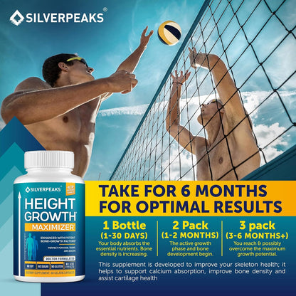 Height Growth Maximizer Capsules - Natural Supplement for Enhanced Bone Growth in Adults, Teens, and Children, Enriched with Calcium, Made in the USA, Hormone-Free