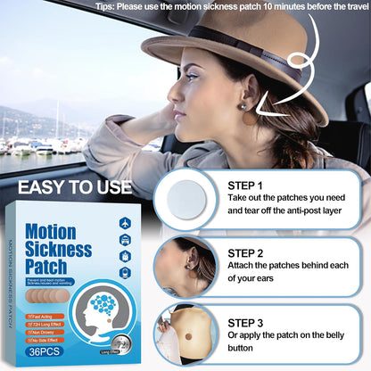 Ultimate Motion Sickness Relief Patches - Fast-Acting Treatment for Dizziness, Nausea, and Vertigo - Perfect for Travel by Cruise, Car, Boat, and Airplane - 36 Count