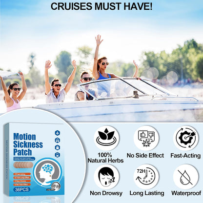 Ultimate Motion Sickness Relief Patches - Fast-Acting Treatment for Dizziness, Nausea, and Vertigo - Perfect for Travel by Cruise, Car, Boat, and Airplane - 36 Count