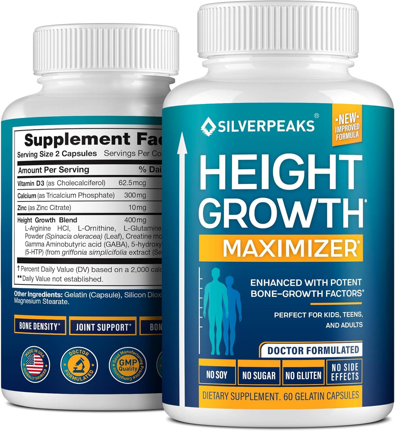 Height Growth Maximizer Capsules - Natural Supplement for Enhanced Bone Growth in Adults, Teens, and Children, Enriched with Calcium, Made in the USA, Hormone-Free