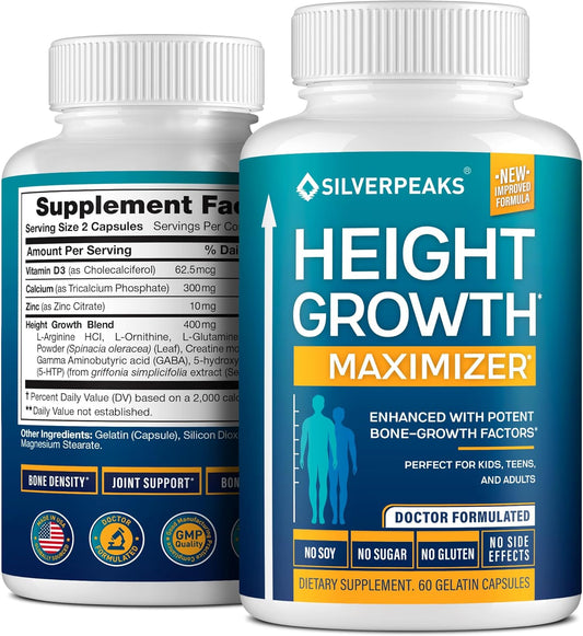Height Growth Maximizer Capsules - Natural Supplement for Enhanced Bone Growth in Adults, Teens, and Children, Enriched with Calcium, Made in the USA, Hormone-Free