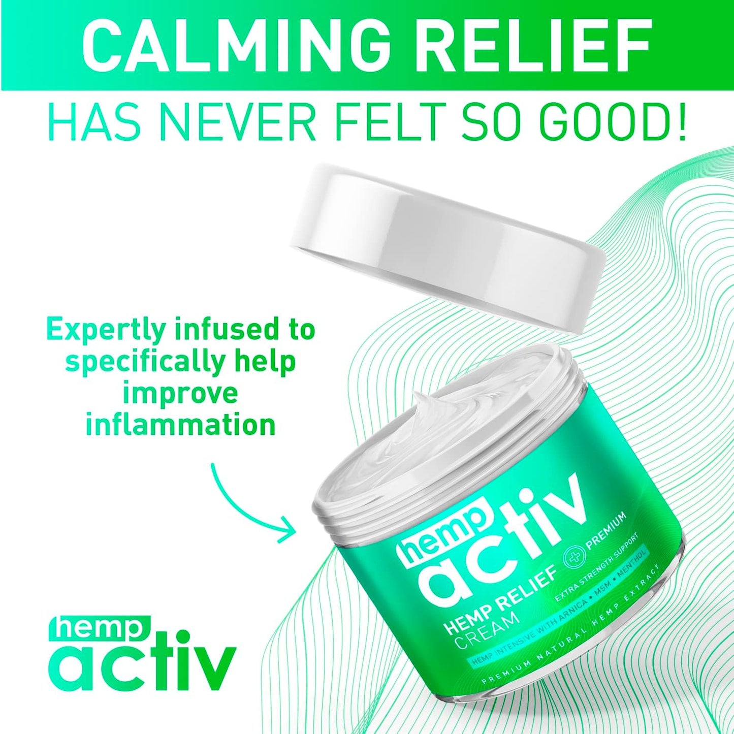 Hemp Cream, Use on Muscles, Neck and Shoulders, Infused with Hemp, Menthol, MSM & Arnica, 4 Fl Oz