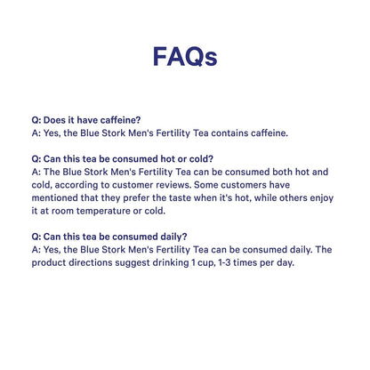 Blue Stork Men'S Fertility Tea: Organic Fertility Supplements for Men, Green Tea, Maca Root, and Ginkgo Biloba for Male Reproductive Health, Mint, 15 Sachets