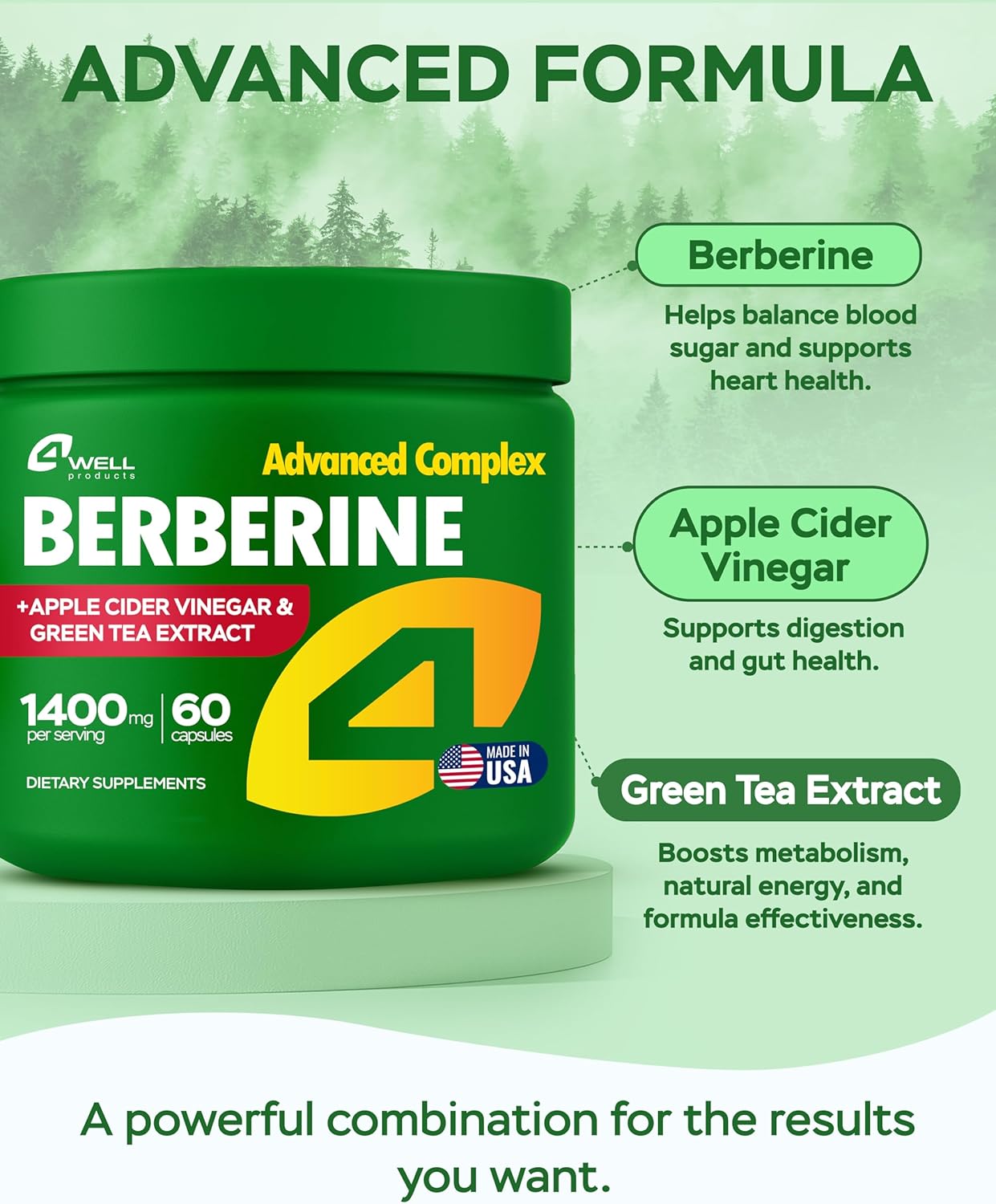 Berberine HCL Supplement - 60 Capsules