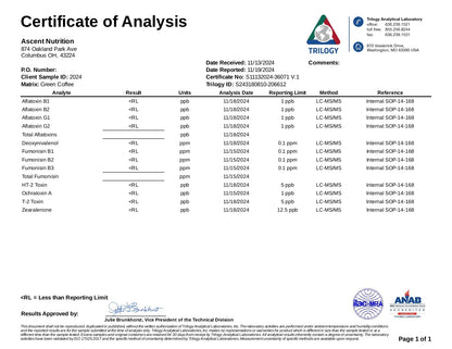 Ascent Organic Mycotoxin Tested Coffee, 12 oz Bag