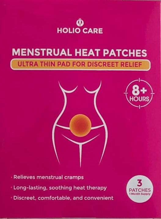 Holio Care Menstrual Heat Patches — Fast-Heating, Long-Lasting Warmth for Period Comfort | Up to 8–10 Hrs | 3 Discreet Adhesive Patches