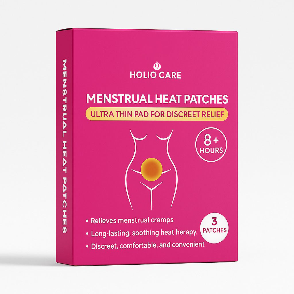 Holio Care Menstrual Heat Patches — Fast-Heating, Long-Lasting Warmth for Period Comfort | Up to 8–10 Hrs | 3 Discreet Adhesive Patches