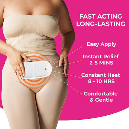 Holio Care Menstrual Heat Patches — Fast-Heating, Long-Lasting Warmth for Period Comfort | Up to 8–10 Hrs | 3 Discreet Adhesive Patches