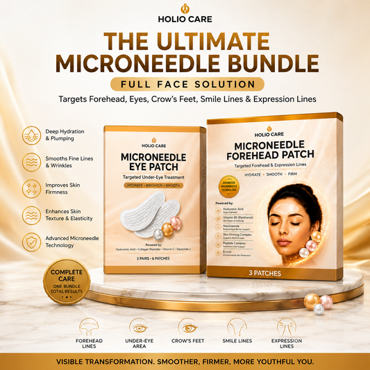Holio Care Ultimate Microneedle Bundle – Full Face Microneedle Patch System | Forehead Patch + Eye Patches | Targets Forehead