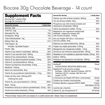 30G Protein Chocolate Biocare Dietary Beverage (14-Servings)
