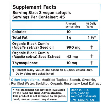 Black Seed Oil Vegan Softgels (90)