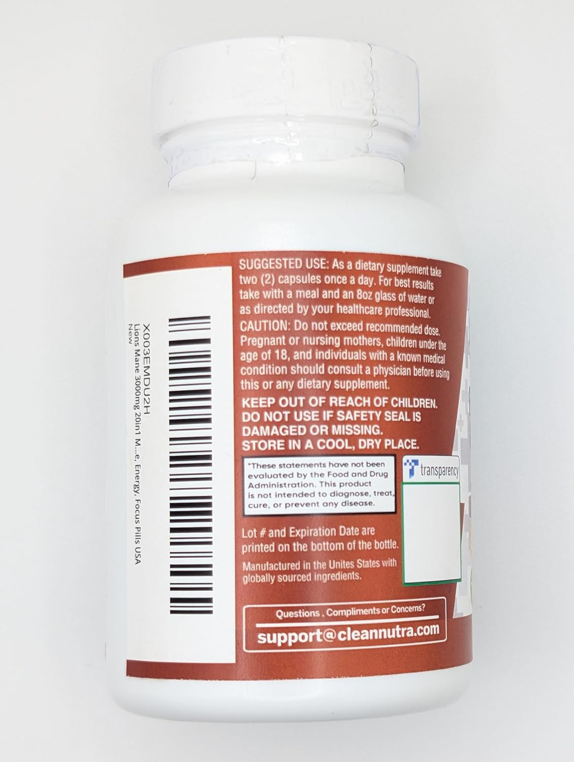 Clean Nutraceuticals Lions Mane 20In1 Mushroom Supplement with Turkey Tail Reishi Cordyceps Chaga Maitake Meshima Poria Cocos Shiitake Oyster Porcini Enoki - 1 Pack
