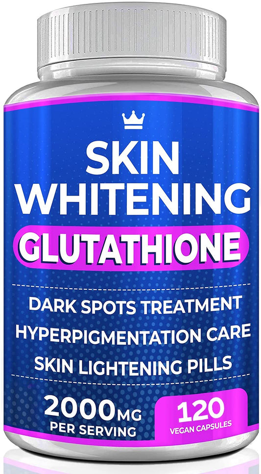 Glutathione Whitening Pills - 120 Capsules 2000Mg Glutathione - Effective Skin Lightening Supplement - Dark Spots, Melasma & Acne Scar Remover, Hyperpigmentation Treatment - Anti-Aging Antioxidant