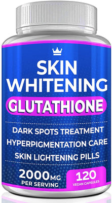 Glutathione Whitening Pills - 120 Capsules 2000Mg Glutathione - Effective Skin Lightening Supplement - Dark Spots, Melasma & Acne Scar Remover, Hyperpigmentation Treatment - Anti-Aging Antioxidant