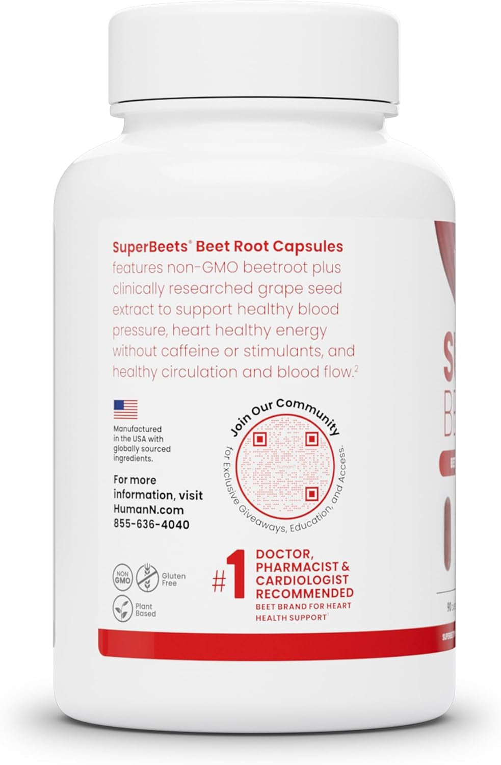 Humann Superbeets Beet Root Capsules Quick Release 1000Mg, Helps Support Nitric Oxide Production, Blood Pressure, Heart Health, Contains Non-Gmo Beetroot Powder, Studied Antioxidants 90 Count