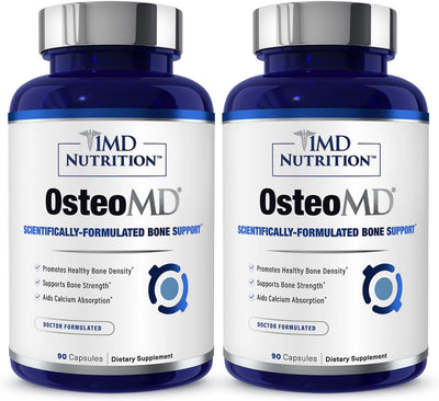 1MD Nutrition Osteomd for Comprehensive Bone Support | with Calcium Hydroxyapatite, Vitamin D3 & K2 | 180 Capsules (2-Pack)
