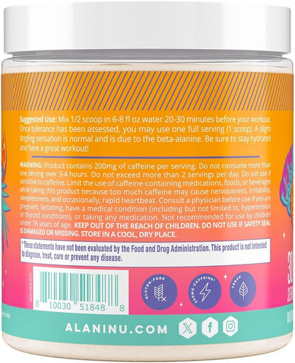 Alani Nu Pre Workout Powder Orange KISS, Amino Energy Boost, Endurance Supplement, Sugar Free, 200Mg Caffeine, L-Theanine, Beta-Alanine, Citrulline, 30 Servings