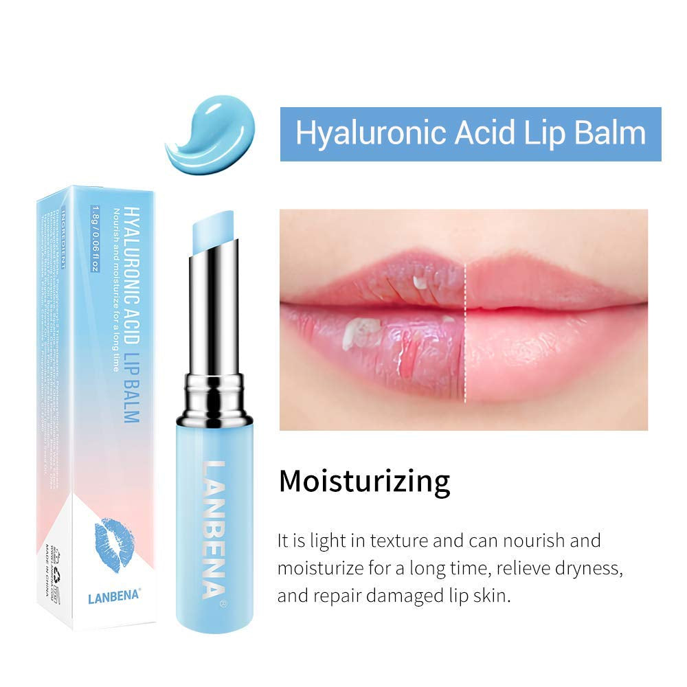 LANBENA Hyaluronic Acid Lip Balm Moisturizing Lips Reduce Fine Lines Relieve Dryness Long-Lasting Protection Nourishing Lip Care (1.8G / 0.06 Fl Oz) - Free & Fast Delivery