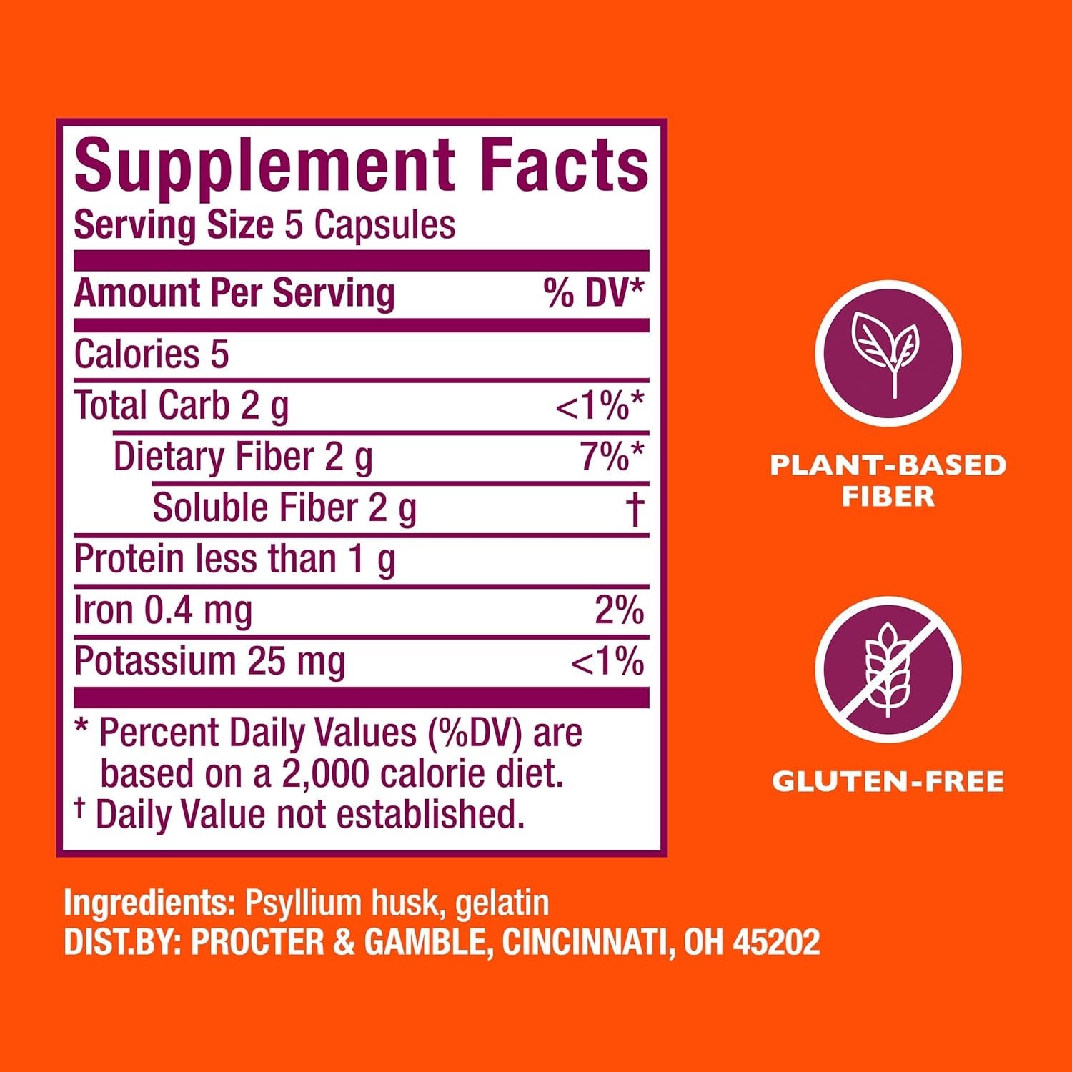 Metamucil, Daily Psyllium Husk Powder Supplement, 3-In-1 Fiber Supplement for Digestive Health, Plant Based Fiber Supplement, 300Ct Capsules