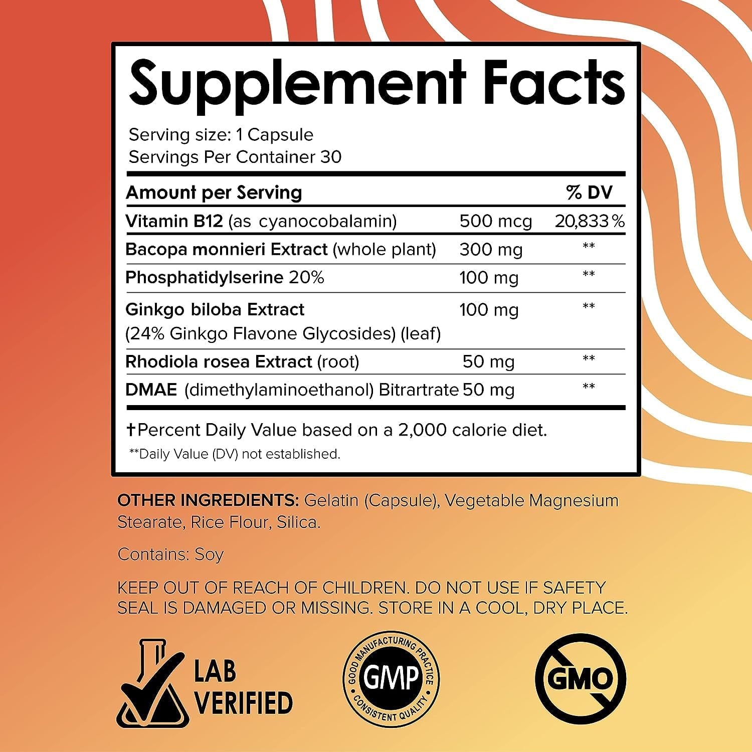 Vital Vitamins Brain Supplements for Memory and Focus (2-Pack)– Nootropic Brain Booster with Ginkgo Biloba, Rhodiola, B12 – Caffeine-Free Support for Adults & Seniors – 60-Day Supply