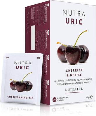 NUTRAURIC - Uric Acid Cleanse and Kidney Support – Kidney Cleanse Tea – Includes Cherry, Nettle & Turmeric - 40 Enveloped Tea Bags - by Nutra Tea - Herbal Tea - (2 Pack)