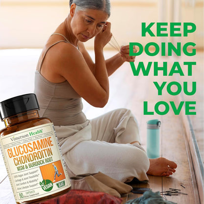 Vegan Glucosamine Chondroitin MSM - 100% Vegan Joint Support Supplement for Women & Men with Burdock and Glucosamine Sulfate 1500 Mg. Used for Cartilage and Joint Health and Flexibility - 2 Pack